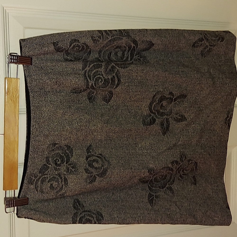 Ann Taylor Loft Rose Print Gray Wool Skirt 10P